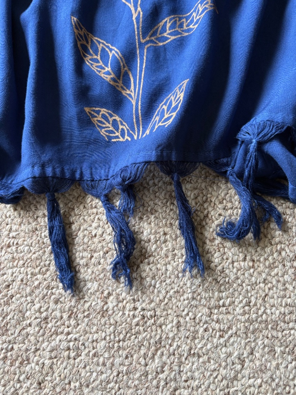 Vintage Blue Gold Peacock Caftan | Resort Vacation Cover Up OS - Picture 6 of 9